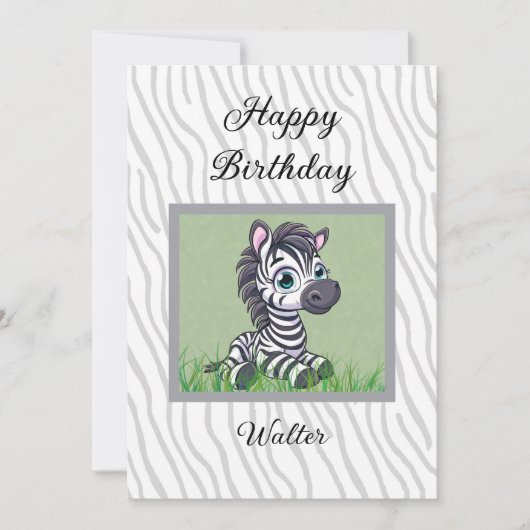 Baby Zebra birthday card for child カード (正面)