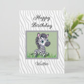Baby Zebra birthday card for child カード (スタンド正面)