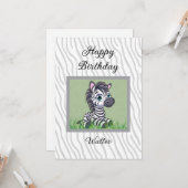 Baby Zebra birthday card for child カード (正面/裏面インサイチュ)