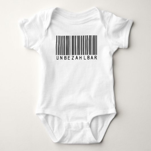 Babybody "UNBEZAHLBAR"  Barcode Schwarz ベビーボディスーツ (正面)