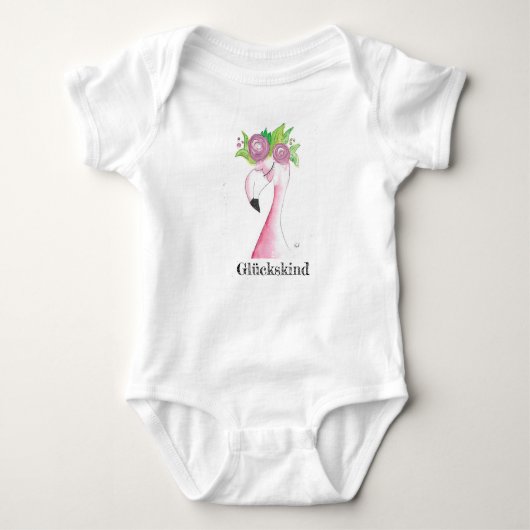 Babygeschenk, Babybody, Body Flamingo, Baby ベビーボディスーツ (正面)