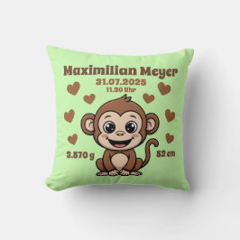 Babykissen zur Geburt - Affe - personalisierbar - クッション