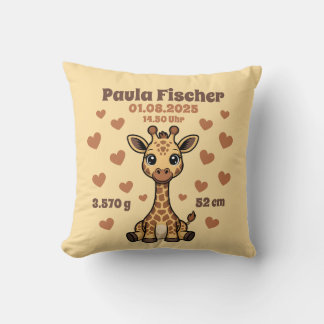 Babykissen zur Geburt - Giraffe - personalisierbar クッション