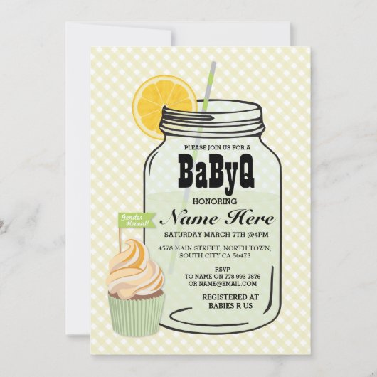 BaByQの性はベビーシャワーの双生児のミントの招待を明らかにします 招待状 (正面)