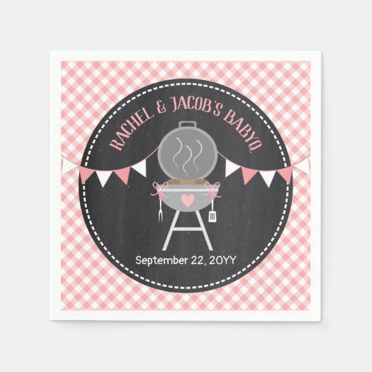 BABYQオーブンベビーガールシャワーのピンクパン スタンダードカクテルナプキン (正面)