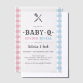 BabyQジェンダーがジンガムBBQを明らかにする ベラム紙招待状 (オフセット)