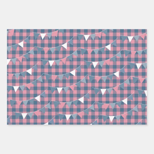 BabyQジェンダーがピンクとブルーを明らかにする ラッピングペーパーシート (正面)