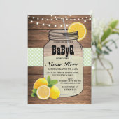 BaByQジェンダーリビールベビーシャワーグリーンチェック招待状 招待状 (スタンド正面)