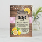 BaByQジェンダーリビールベビーシャワーピンクチェック招待状 招待状 (スタンド正面)