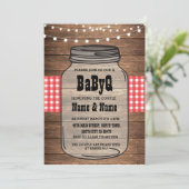 BaByQジェンダーリビールベビーシャワー赤チェック招待状 招待状 (スタンド正面)