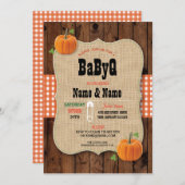 BaByQジェンダーリビールベビーシャワー赤チェック招待状 招待状 (正面/裏面)