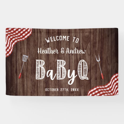 BabyqバックヤードBBQピクニックベビーシャワーバナー 横断幕 (横)