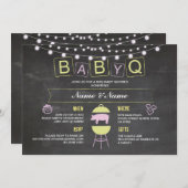 BABYQベビーシャワーピンクチョークホッグロースト招待状 招待状 (正面/裏面)