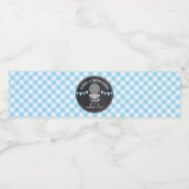 BabyQベビーボーイシャワー青いギンガムシャルボード ペットボトルラベル (シングルラベル)