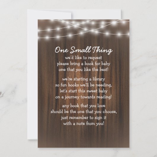 BabyQ裏庭のBashが木のベビーシ素朴ャワーを点灯 招待状 (裏面)