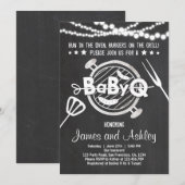 BabyQ BBQカップルのシャワーCoed赤ちゃんシャワーホワイト 招待状 (正面/裏面)