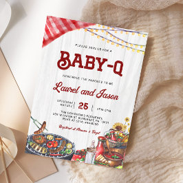 BabyQ BBQバックヤードカップルCoedベビー素朴シャワー 招待状