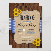 BaByQ BBQベビーシャワーブルーサンフラワー招待状 招待状 (正面/裏面)