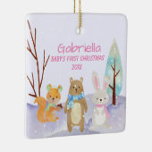 Babysのパーソナライズな初めてのクリスマスの動物のオーナメント セラミックオーナメント (右)