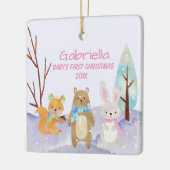 Babysのパーソナライズな初めてのクリスマスの動物のオーナメント セラミックオーナメント (左)