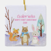 Babysのパーソナライズな初めてのクリスマスの動物のオーナメント セラミックオーナメント (正面)