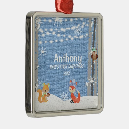 Babysのパーソナライズな初めてのクリスマスの動物のオーナメント メタルオーナメント (右)