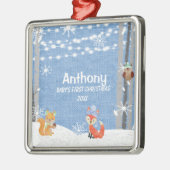 Babysのパーソナライズな初めてのクリスマスの動物のオーナメント メタルオーナメント (左)