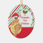 Babysの初めてのクリスマスのオーナメントのトナカイのシカ セラミックオーナメント (右)