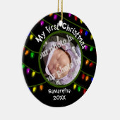 Babysの初めてのクリスマスのカスタムな写真のおもしろいのクリスマスライト セラミックオーナメント (右)