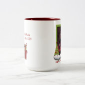 Babysの初めてのクリスマスのカスタムの日付がついた写真 ツートーンマグカップ (中央)