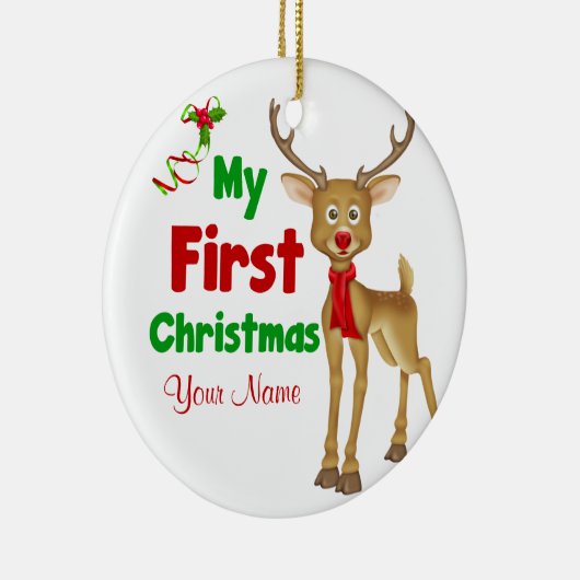 Babysの初めてのクリスマスのトナカイ セラミックオーナメント (右)