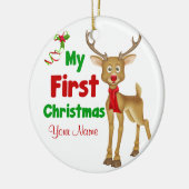 Babysの初めてのクリスマスのトナカイ セラミックオーナメント (左)