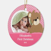 Babysの初めてのクリスマスの写真のオーナメントくま セラミックオーナメント (左)
