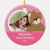 Babysの初めてのクリスマスの写真のオーナメントくま セラミックオーナメント (裏面)