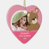 Babysの初めてのクリスマスの写真のオーナメントくま セラミックオーナメント (右)