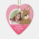 Babysの初めてのクリスマスの写真のオーナメントくま セラミックオーナメント (左)