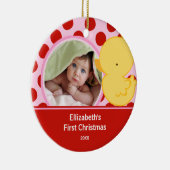 Babysの初めてのクリスマスの写真のオーナメントのアヒルの男の子 セラミックオーナメント (右)