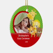 Babysの初めてのクリスマスの写真のオーナメントのキリン セラミックオーナメント (右)