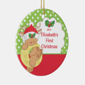 Babysの初めてのクリスマスの写真のオーナメントのシカ セラミックオーナメント (右)