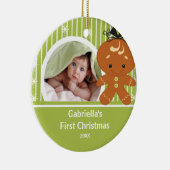Babysの初めてのクリスマスの写真のオーナメントのジンジャーブレッド セラミックオーナメント (右)