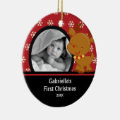 Babysの初めてのクリスマスの写真のオーナメントのトナカイ セラミックオーナメント (右)