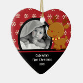 Babysの初めてのクリスマスの写真のオーナメントのトナカイ セラミックオーナメント (右)