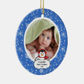 Babysの初めてのクリスマスの写真のオーナメントのペンギン セラミックオーナメント (右)