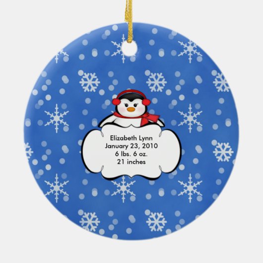 Babysの初めてのクリスマスの写真のオーナメントのペンギン セラミックオーナメント (裏面)
