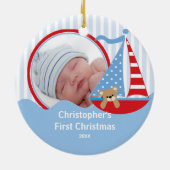 Babysの初めてのクリスマスの写真のオーナメントのヨット セラミックオーナメント (裏面)