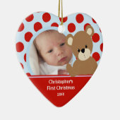 Babysの初めてのクリスマスの写真のオーナメントの男の子くま セラミックオーナメント (右)