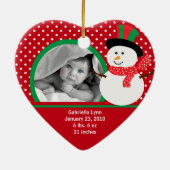 Babysの初めてのクリスマスの写真のオーナメントの雪だるま セラミックオーナメント (裏面)