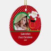 Babysの初めてのクリスマスの写真のオーナメントサンタ セラミックオーナメント (右)