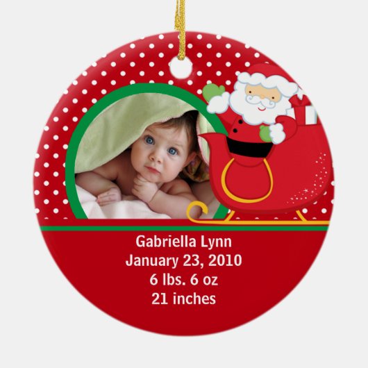 Babysの初めてのクリスマスの写真のオーナメントサンタ セラミックオーナメント (裏面)