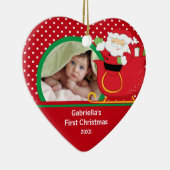 Babysの初めてのクリスマスの写真のオーナメントサンタ セラミックオーナメント (右)